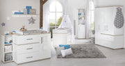 Children's furniture set 'Moritz', 3 pieces, with cot 70 x 140 cm, wrap dresser wide & cabinet, white