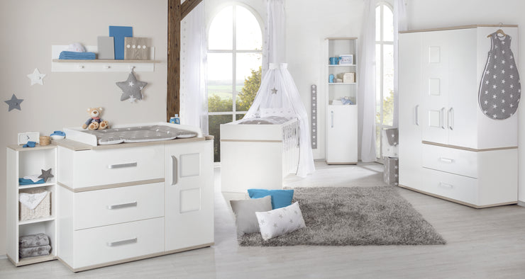 Ensemble de meubles pour enfants «Moritz», 3 parties, avec Cot 70 x 140 cm, Tableau à langer Breit & Cabinet, blanc
