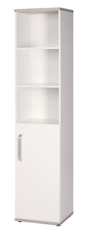 Standregal 'Moritz', body and fronts white, decoration elements 'luna elm', for baby & children's room