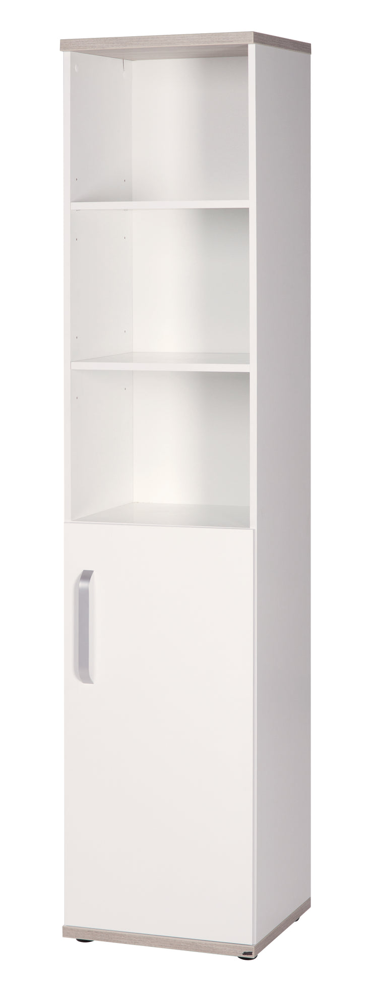 Standregal 'Moritz', body and fronts white, decoration elements 'luna elm', for baby & children's room
