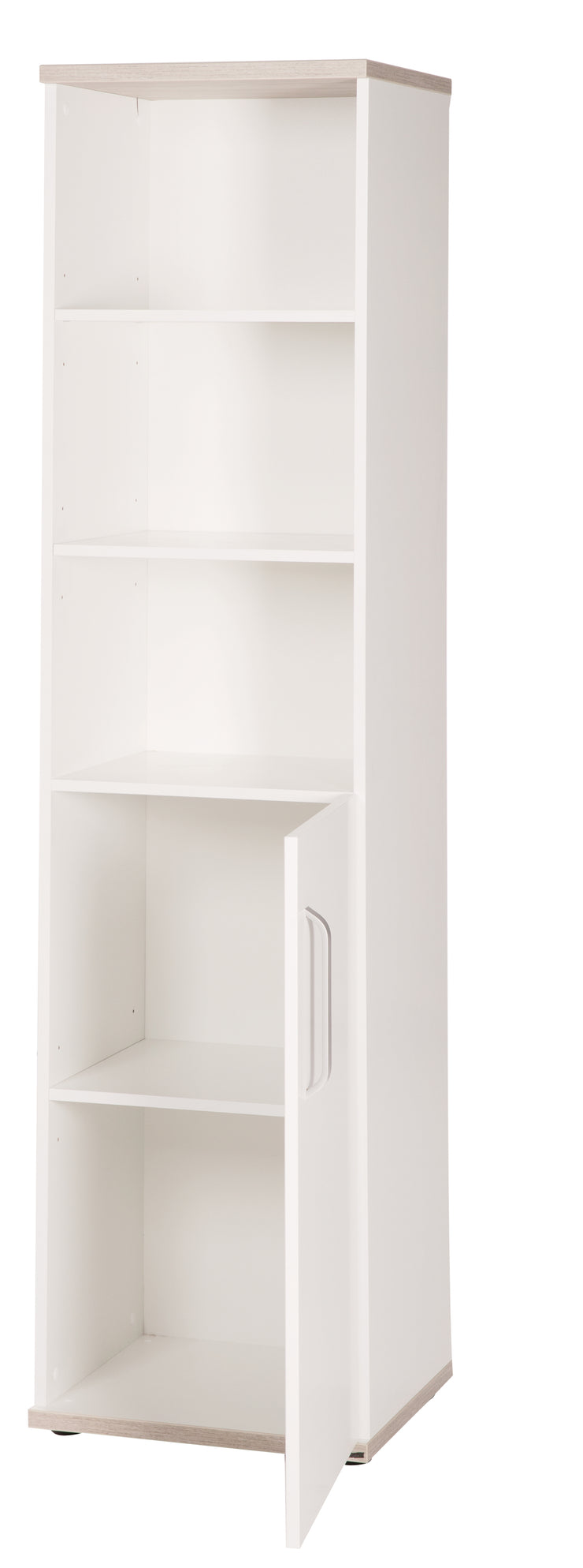 Standregal 'Moritz', body and fronts white, decoration elements 'luna elm', for baby & children's room