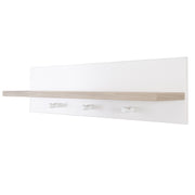 Universal wall coat rack 'Moritz', with coat hook and shelf, white / Luna Elm