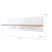 Universal wall coat rack 'Moritz', with coat hook and shelf, white / Luna Elm