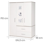 Children's furniture set 'Moritz', 3-part, with cot 70 x 140 cm, changing table & cabinet, white