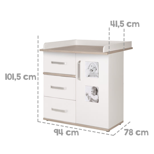 Commode 'Moritz', table à langer avec 2 cadres photo, hauteur à langer 94 cm