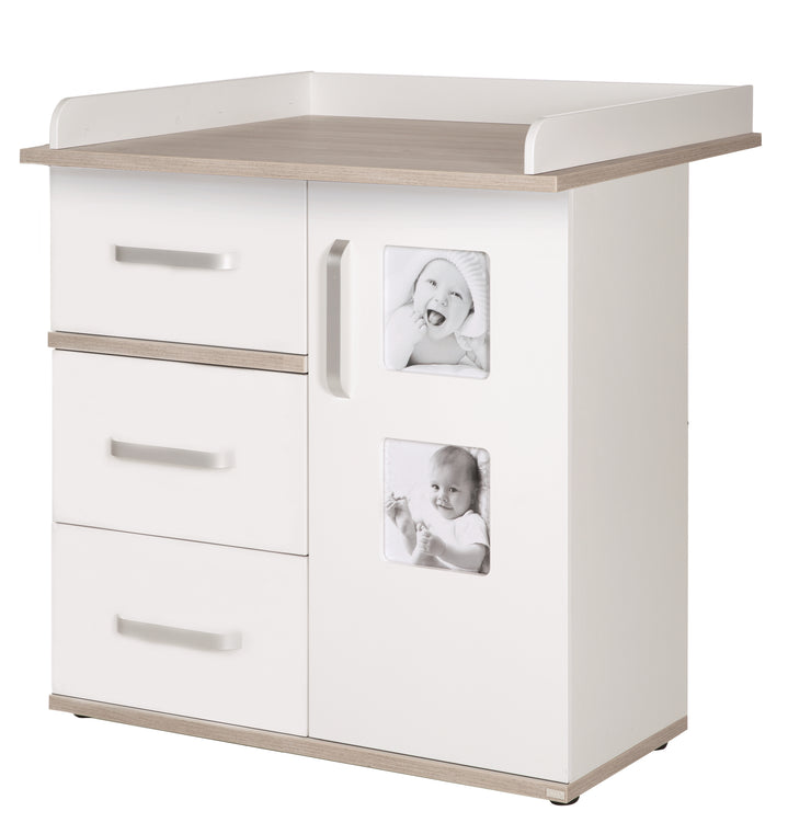 Children's furniture set 'Moritz', 3-part, with cot 70 x 140 cm, changing table & cabinet, white