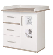 Conjunto de muebles para niños 'Moritz', 2 piezas, cuna 70 x 140 cm y cambiador estrecho, blanco / Luna Elm
