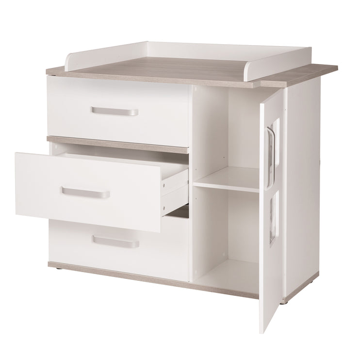 Wickelkommode 'Moritz‘ mit Wickelansatz, Wickeltisch mit 2 Bilderrahmen, Wickelhöhe: 94 cm