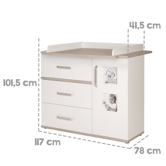 Cassettiera fasciatoio 'Moritz' con wrapbase, cambio con 2 cornici, altezza di avvolgimento: 94 cm