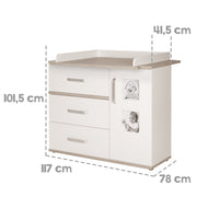 Wickelkommode 'Moritz‘ mit Wickelansatz, Wickeltisch mit 2 Bilderrahmen, Wickelhöhe: 94 cm