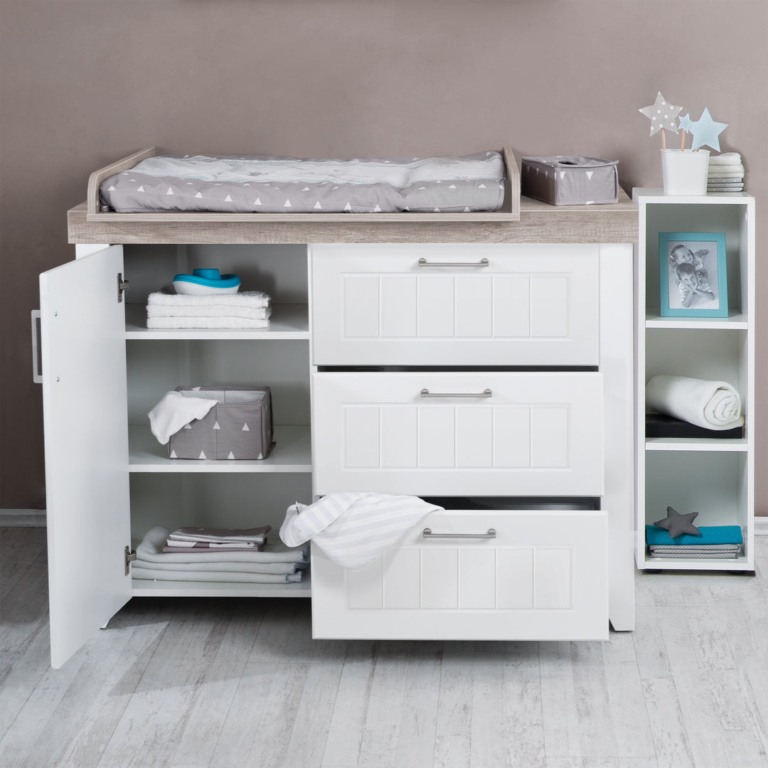 Kinderzimmerset 'Wilma' 3-teilig, inkl. Kombi-Kinderbett 70x140 cm, Wickelkommode & Kleiderschrank 3-türig