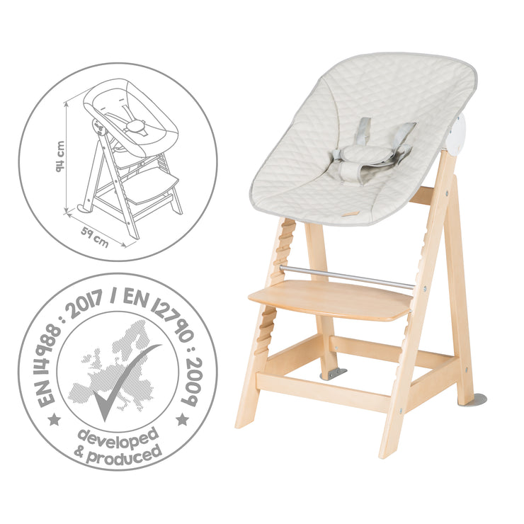 roba Chaise Haute Évolutive 2 en 1 Style Up Wood pour Bébé et Enfant - 50  KG - avec Ceinture de Sécurité et Plateau Repas Amovible - Réglable -  Assise Rembourrée - Gris : : Bébé et Puériculture