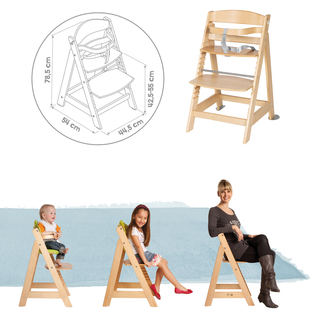 Treppenhochstuhl 'Born Up', Set 2in1, 'Sternenzauber', mit Liegefunktion, ab Geburt, natur