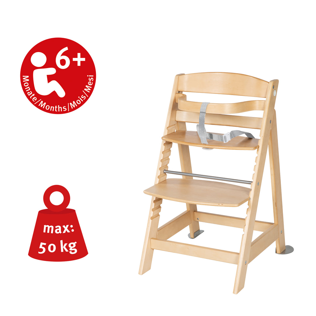 Treppenhochstuhl 'Born Up', Set 2in1, 'Sternenzauber', mit Liegefunktion, ab Geburt, natur