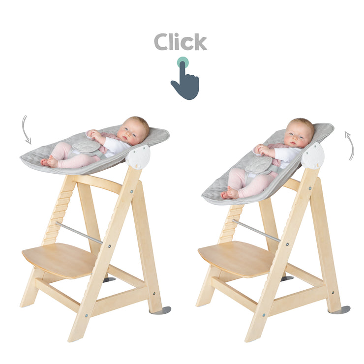 Treppenhochstuhl 'Born Up', Set 2in1, 'roba Style grau', Hochstuhl mit Liegefunktion, ab Geburt