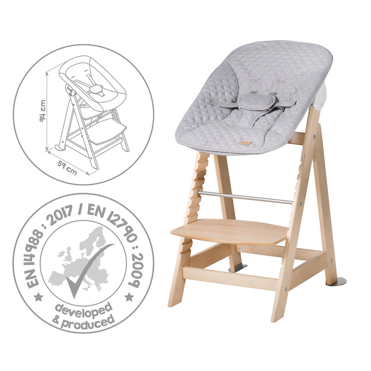 Treppenhochstuhl 'Born Up', Set 2in1, 'roba Style grau', Hochstuhl mit Liegefunktion, ab Geburt
