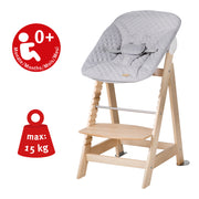 Treppenhochstuhl 'Born Up', Set 2in1, 'roba Style grau', Hochstuhl mit Liegefunktion, ab Geburt