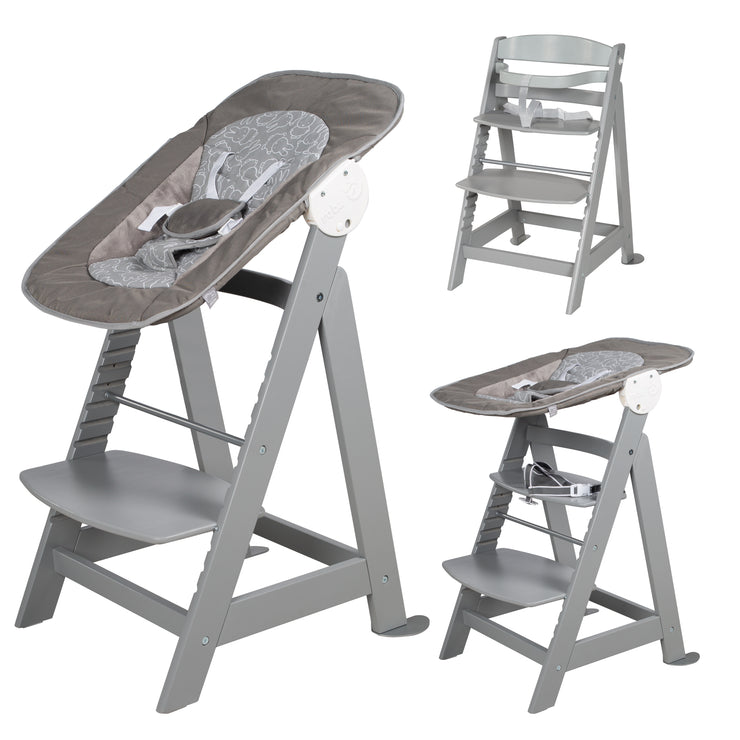 Treppenhochstuhl 'Born Up', Set 2in1, 'miffy®', Babyhochstuhl mit Liegefunktion, ab Geburt, taupe