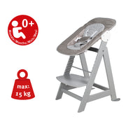 Treppenhochstuhl 'Born Up', Set 2in1, 'miffy®', Babyhochstuhl mit Liegefunktion, ab Geburt, taupe