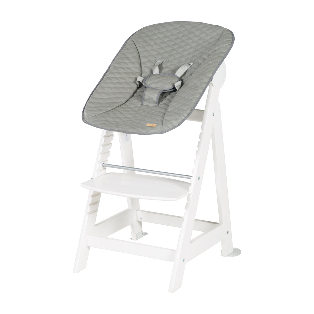 Seggiolone 'Born Up' Set 2in1 in bianco, inclusa la funzione sdraio 'Stone trapuntato'