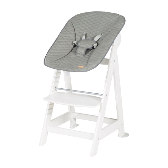 Seggiolone 'Born Up' Set 2in1 in bianco, inclusa la funzione sdraio 'Stone trapuntato'