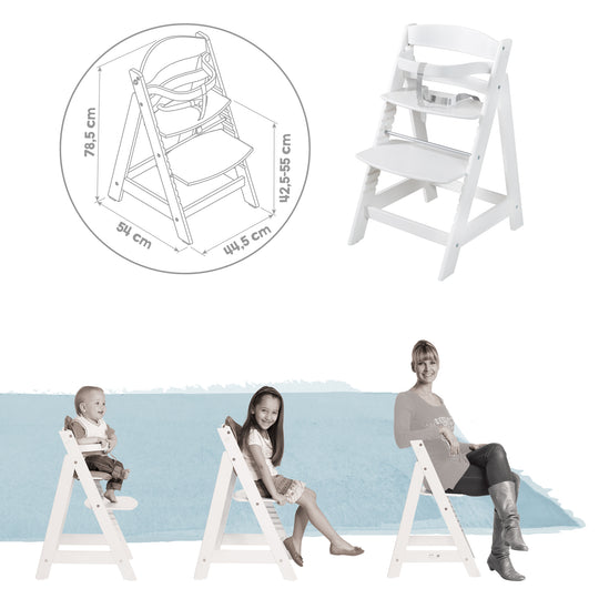 Seggiolone 'Born Up' Set 2in1 in bianco, inclusa la funzione sdraio 'Stone trapuntato'
