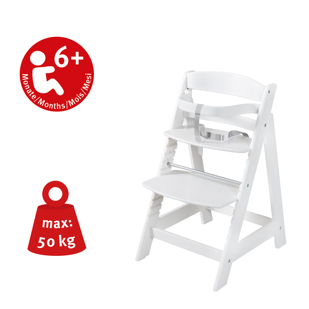 Seggiolone 'Born Up' Set 2in1 in bianco, inclusa la funzione sdraio 'Stone trapuntato'