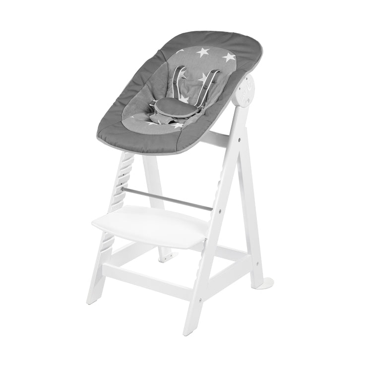 Trona 'Born Up', Set 2in1, 'Little Stars' silla alta con función reclinable, desde el nacimiento, blanco