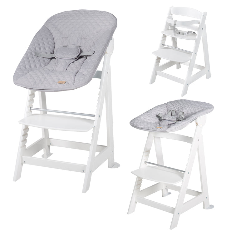 Chaise haute de l'escalier «Born», set 2in1, `` Roba Style Gray », chaise haute avec fonction de mensonge, de la naissance