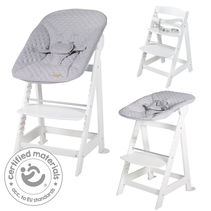 Chaise haute de l'escalier «Born», set 2in1, `` Roba Style Gray », chaise haute avec fonction de mensonge, de la naissance