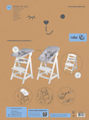 Chaise haute de l'escalier «Born», set 2in1, `` Roba Style Gray », chaise haute avec fonction de mensonge, de la naissance
