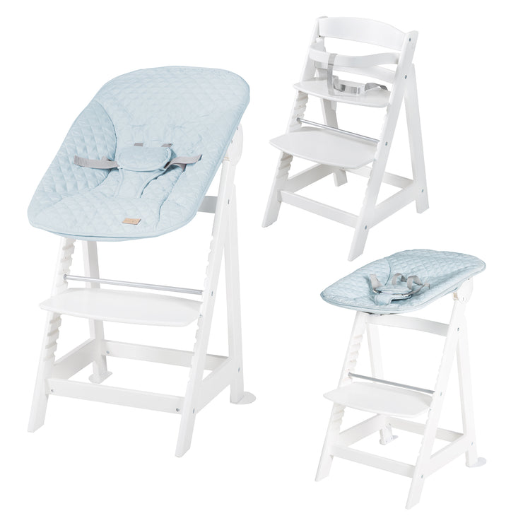 Scale High Chair "Born Up", Set 2in1, "Roba Style Hellblau", con funzione bugiarda, dalla nascita