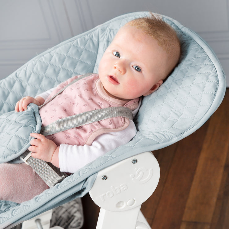 Grow-along high chair 'Born Up', Set 2in1, 'roba Style light blue', with reclining function, from birth