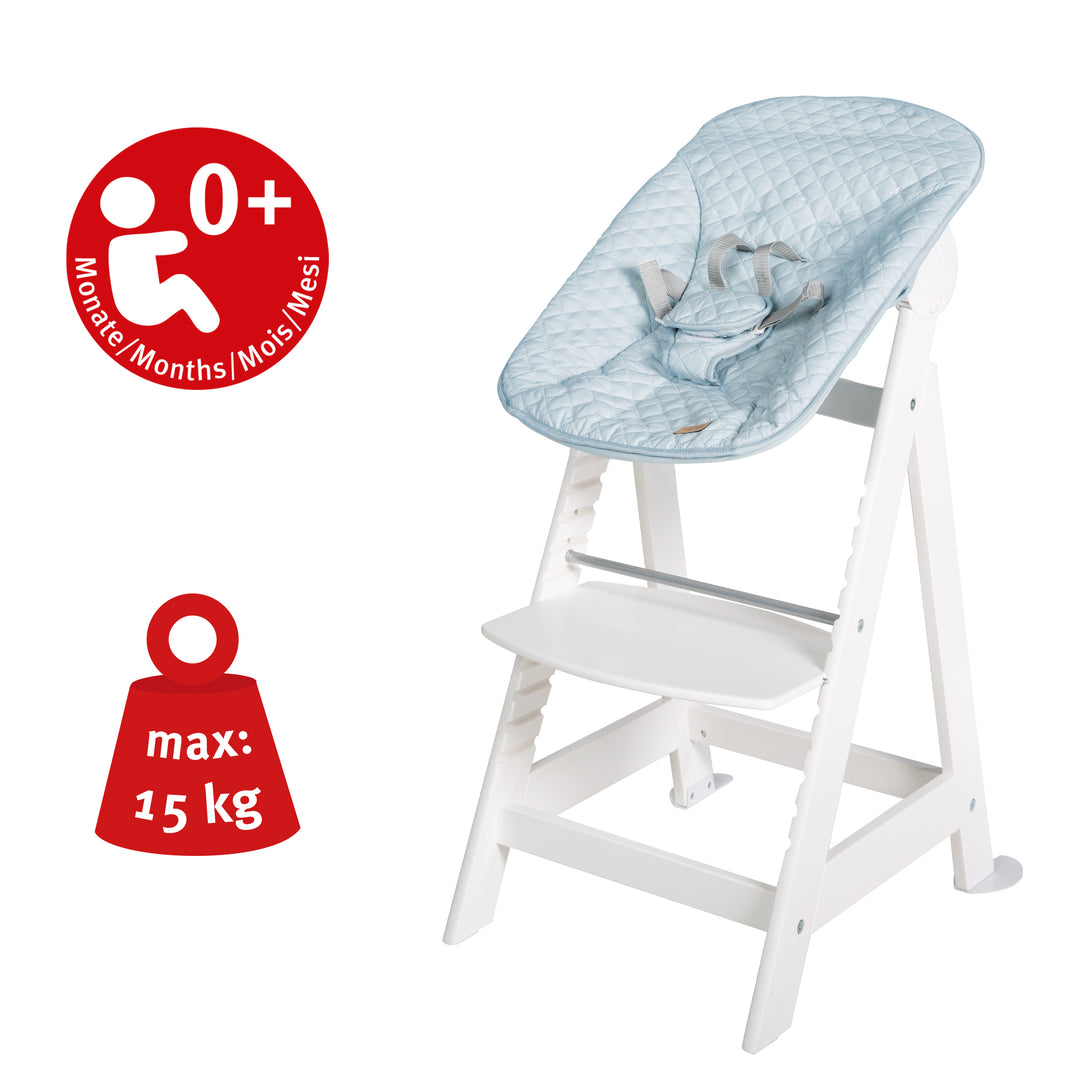 High Chair 'Born Up', 2-in-1 Set, 'Roba Style Light Blue', with Reclining Function, from Birth
