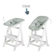 Seggiolone "Born Up" Set 2in1, bianco, con funzione reclinabile/attacco "roba Style" verde ghiaccio