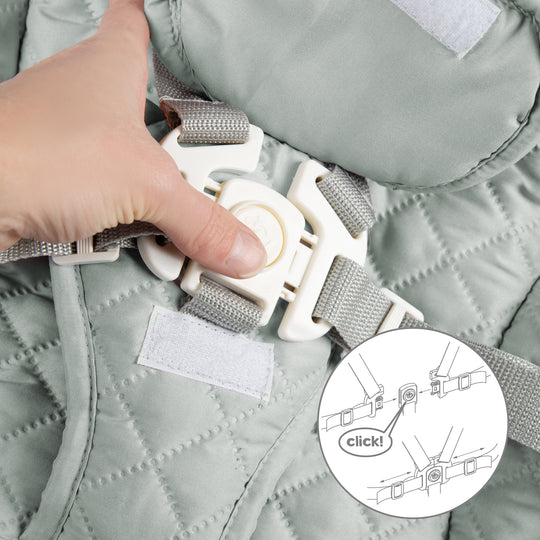 Trona escalonada 'Born Up' Set 2 en 1, blanca, con función de reclinado/ accesorio 'roba Style' verde escarchado