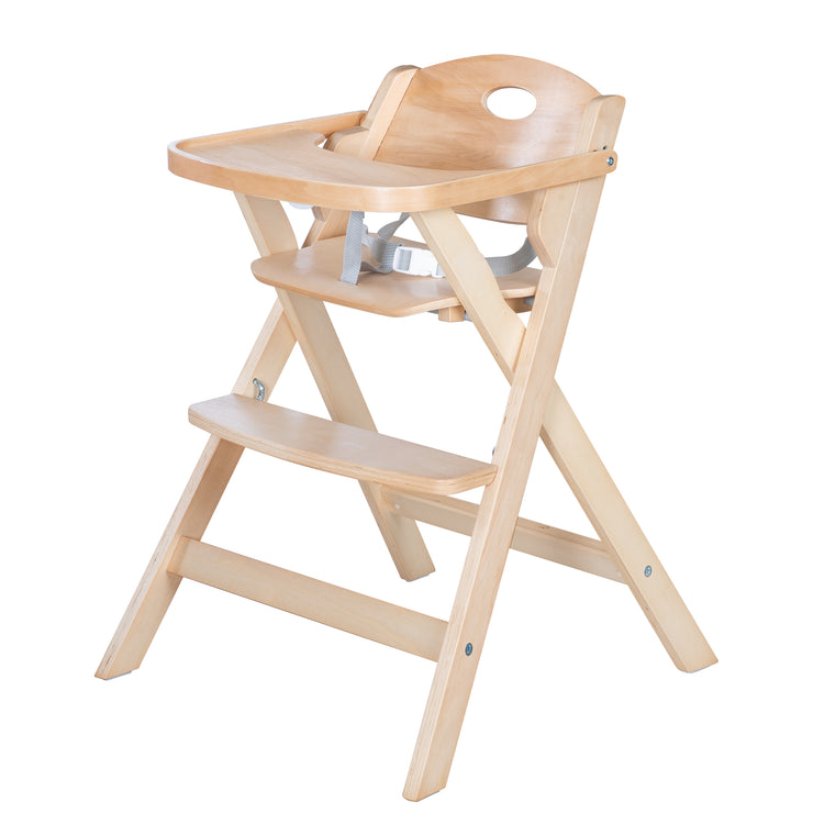 Folding high chair, high chair space-saving folding, baby & children's high chair, wood natural