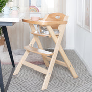 Folding high chair, high chair space-saving folding, baby & children's high chair, wood natural