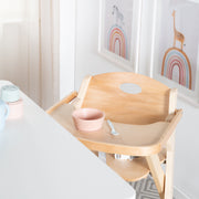 Folding high chair, high chair space-saving folding, baby & children's high chair, wood natural