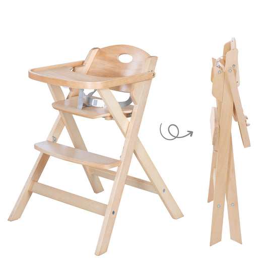 Trona plegable 'Fold Up Smart' - ahorra espacio y plegable, trona para bebé y niño, madera natural