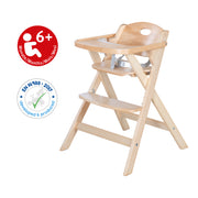 Chaise haute, pliable peu encombrante, pour bébé et enfant, bois naturel