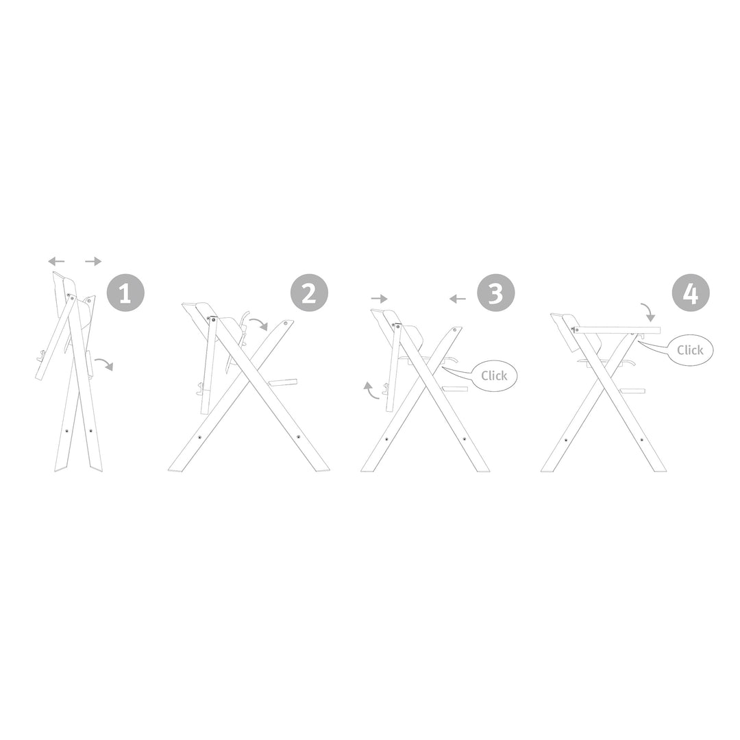 Trona plegable 'Fold Up Smart' - ahorra espacio y plegable, trona para bebé y niño, madera natural