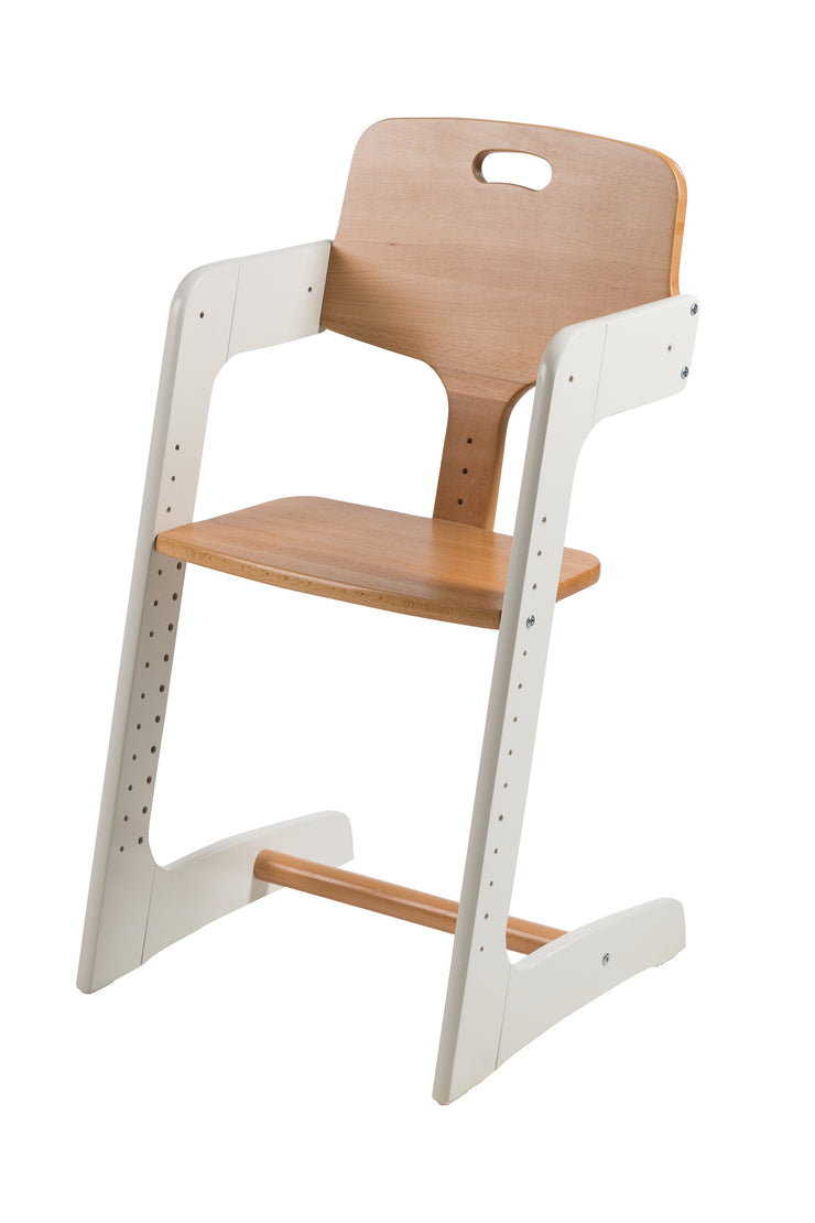 Chaise haute évolutive "Kid Up", bois massif blanc/natur, chaise haute qui grandit avec l'enfant