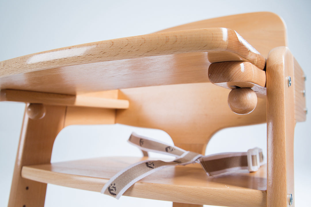 Trona 'Kid Up', madera maciza natural, trona ajustable para bebés y niños