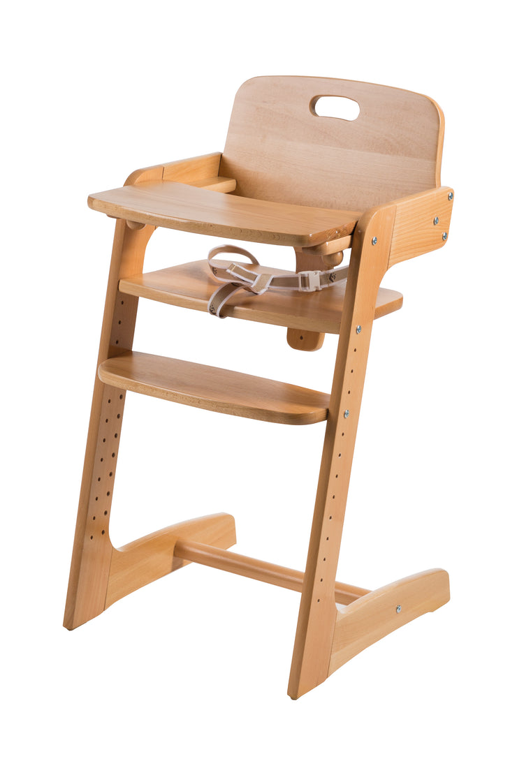 Chaise haute évolutive "Kid Up", bois massif naturel, chaise haute qui grandit avec l'enfant