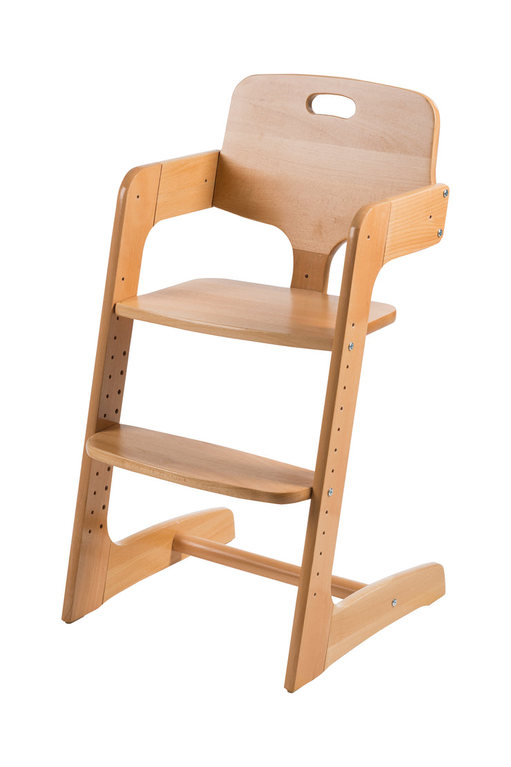 High chair 'Kid Up', solid wood natural, with growing high chair for babies and children