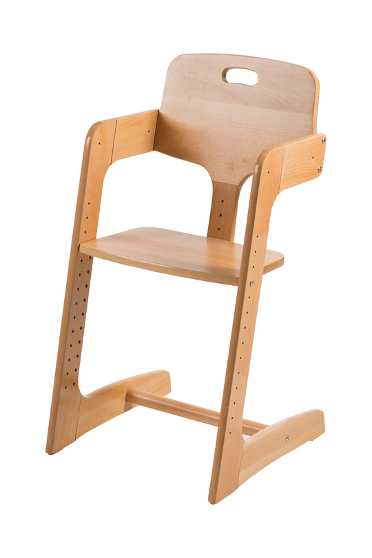 Trona 'Kid Up', madera maciza natural, trona ajustable para bebés y niños