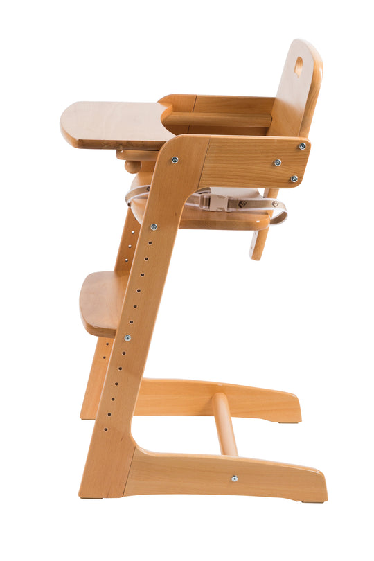 Trona 'Kid Up', madera maciza natural, trona ajustable para bebés y niños
