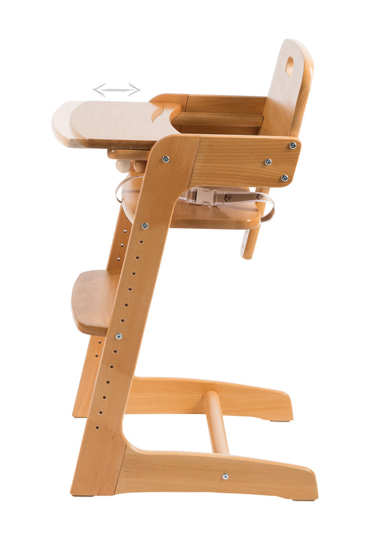 Trona 'Kid Up', madera maciza natural, trona ajustable para bebés y niños