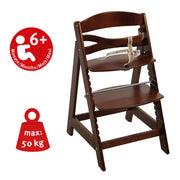 High chair 'Sit Up III', grows with the child up to a chair for young people, wood, stained brown